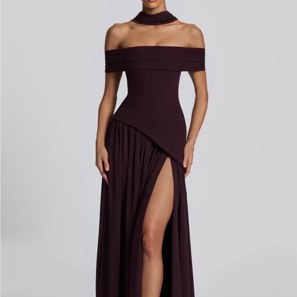 Babyboo Fashion Dresses & Skirts - Elegant Off-Shoulder Dark Plum Dress
